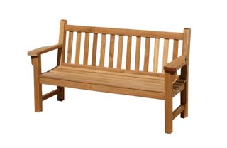 A teak wood garden bench