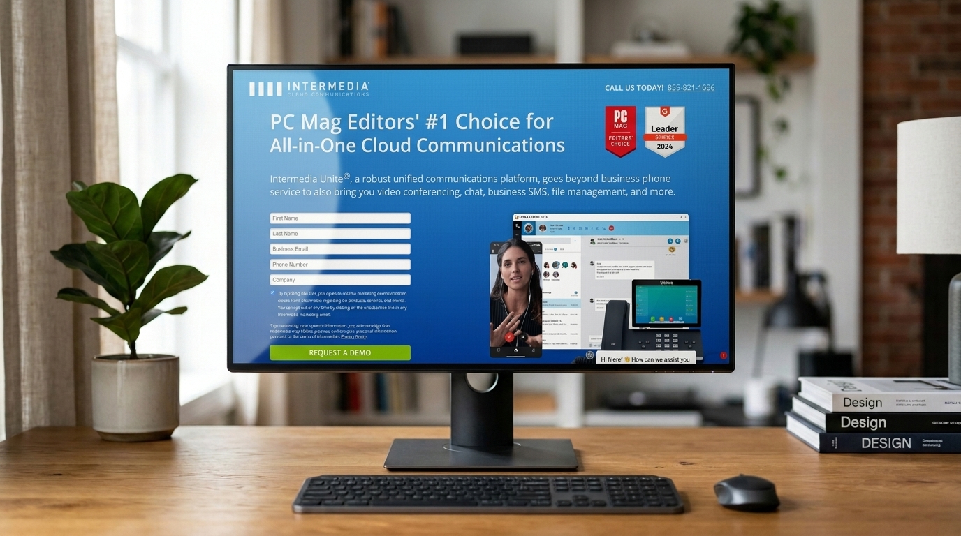 Intermedia homepage on a desktop computer 