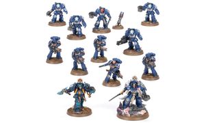 The miniatures in Combat Patrol: Space Marines.