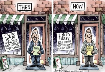 Editorial Cartoon U.S. small business covid relief