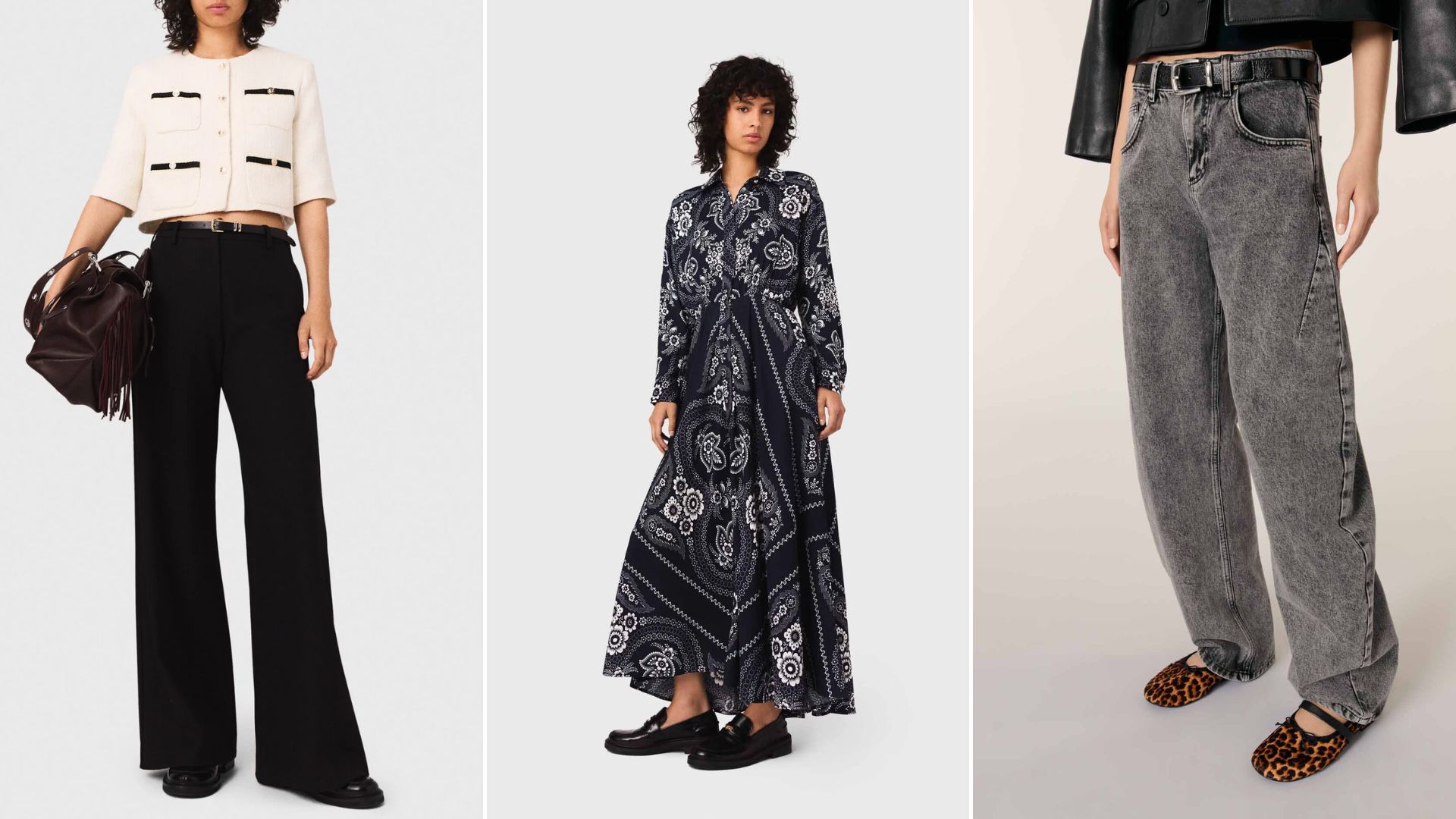 Three Maje outfits on models