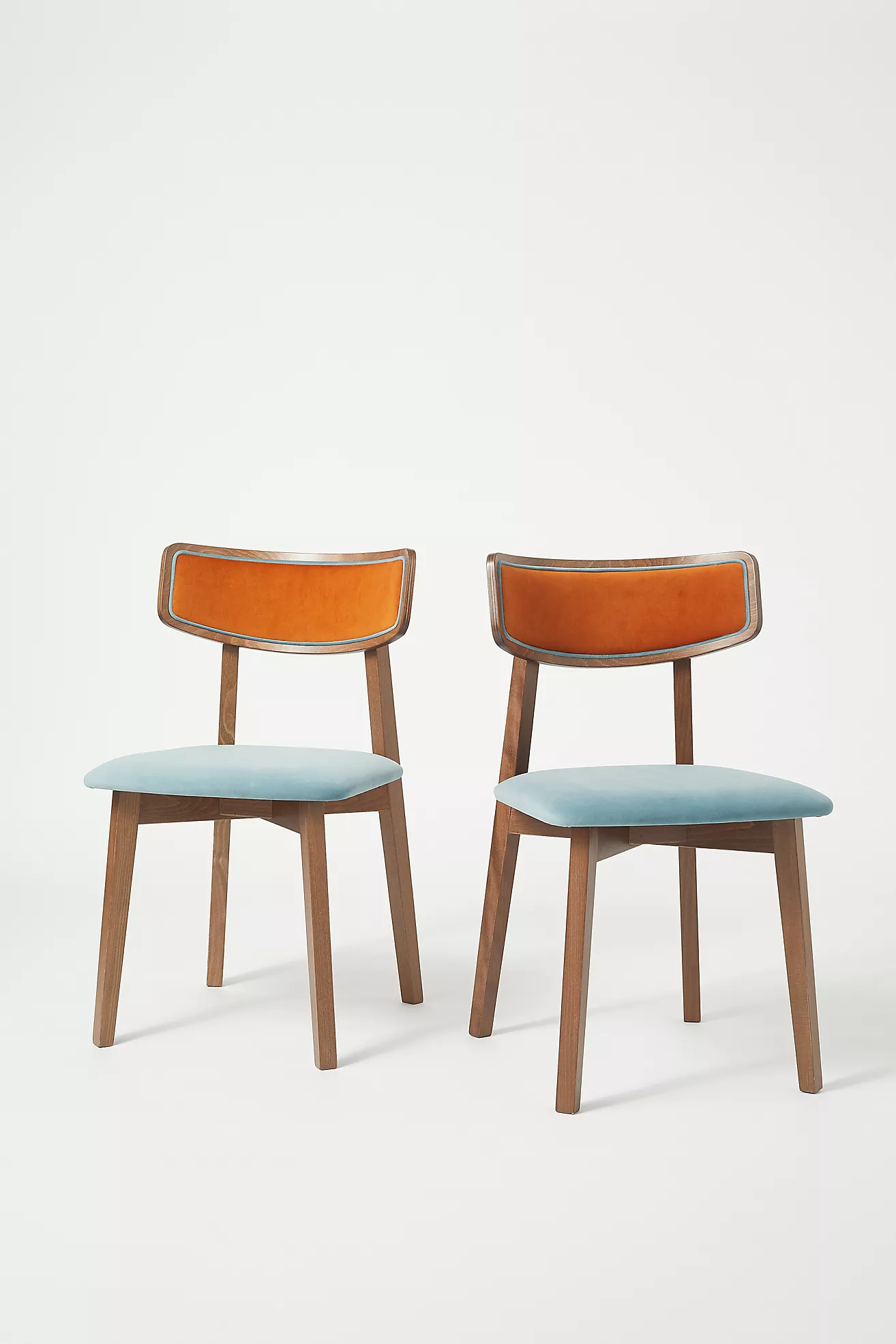 Amy Velvet-Upholstered Wood Dining Chairs, Set of 2