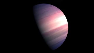 a planet striped in pink and purple