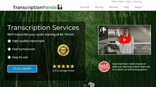 Website screenshot for Transcription Panda