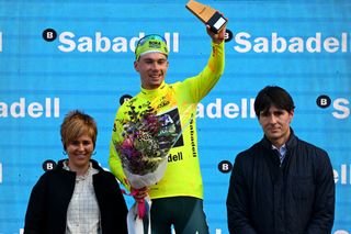 Primoz Roglic in the race leader's jersey at the 2024 Itzulia Basque Country