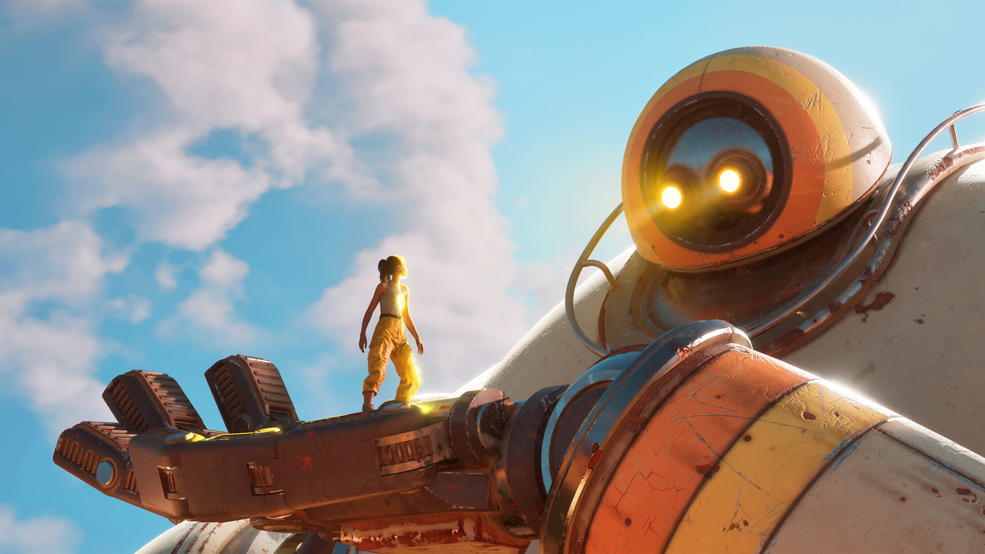 Giant Robot holding person in hand