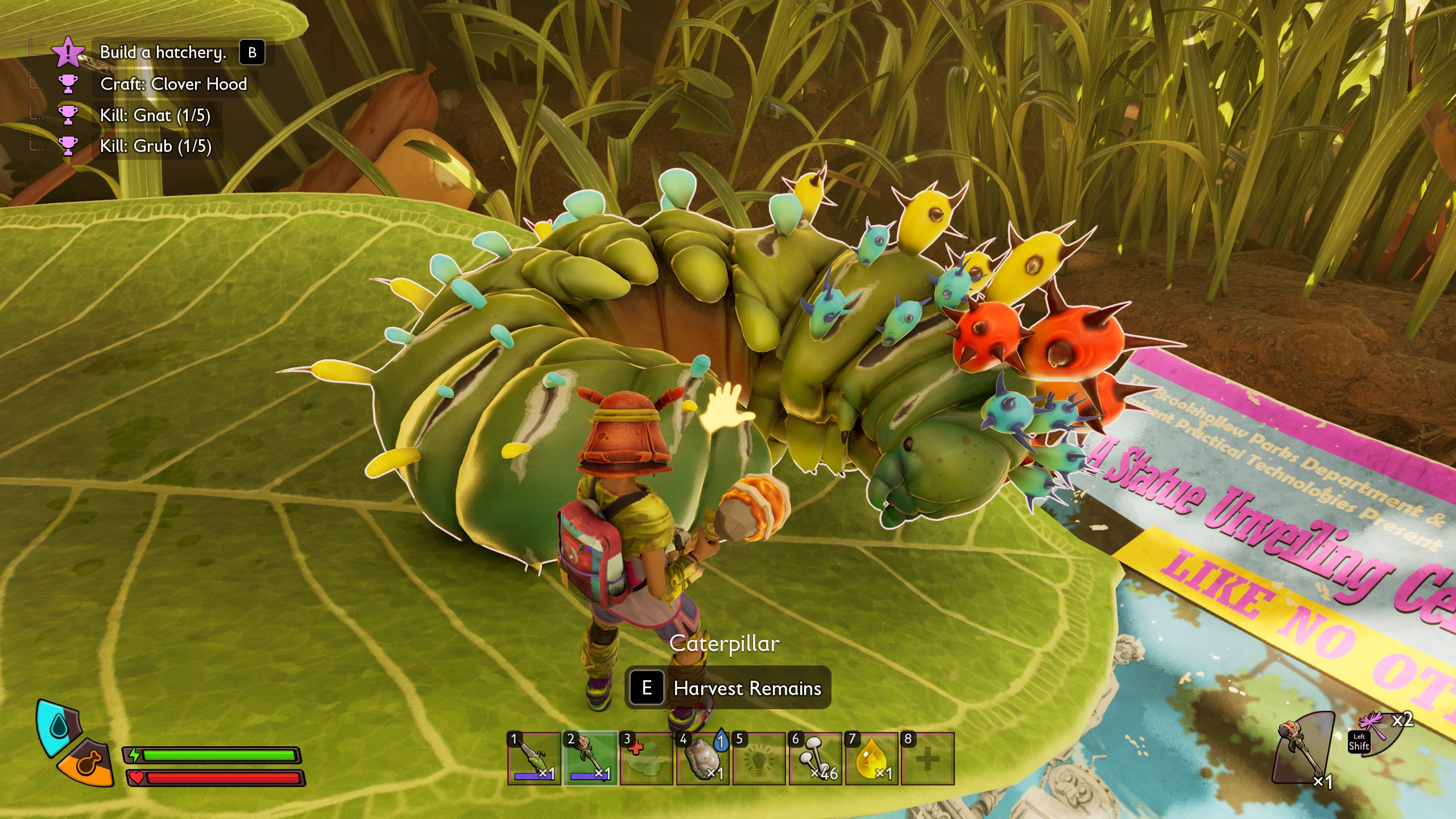 Grounded 2 spine nubs - Dead caterpillar