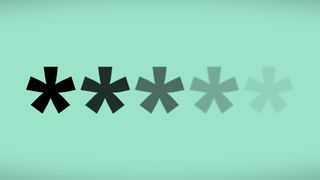 Five asterisks progressively fading away to represent the end of passwords. The asterisks are on a pale green background.