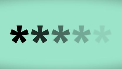 Five asterisks progressively fading away to represent the end of passwords. The asterisks are on a pale green background.