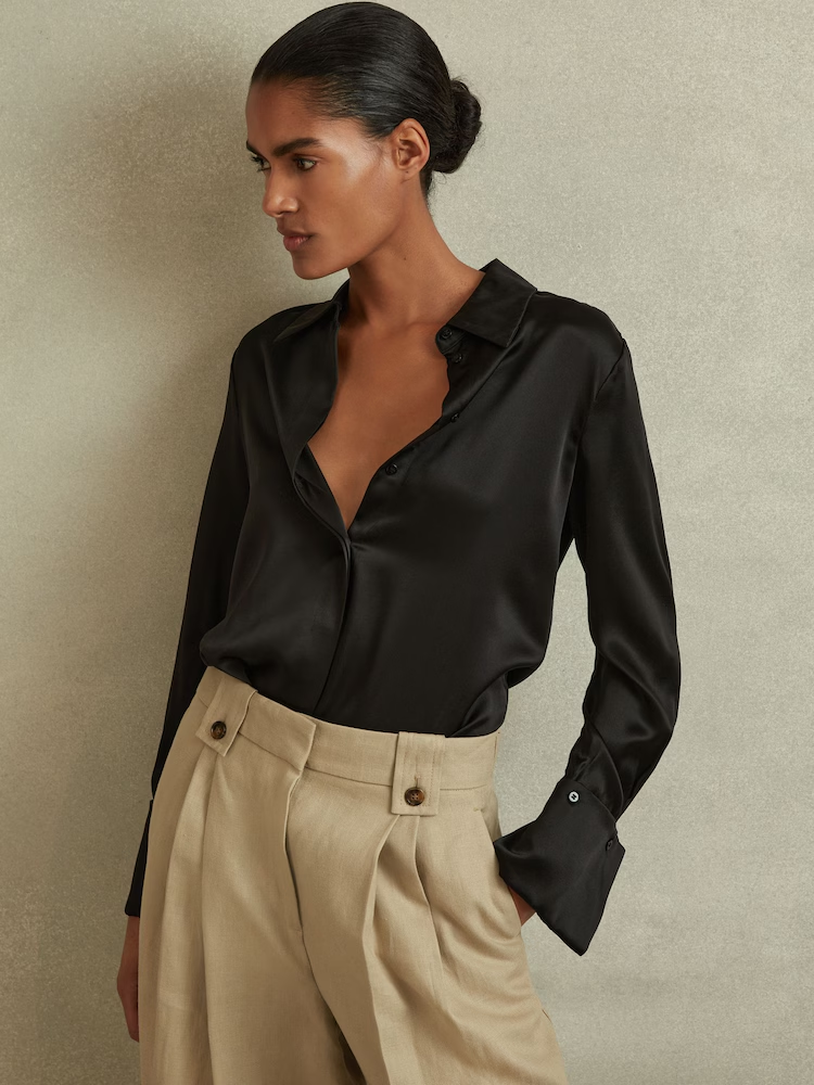 Reiss, Silk Double-Cuff Button-Through Shirt