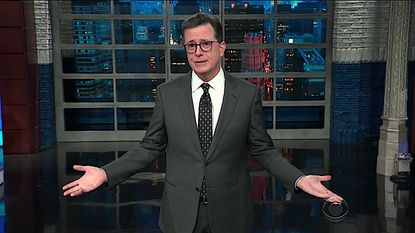 Stephen Colbert defends Trump from "girthers"