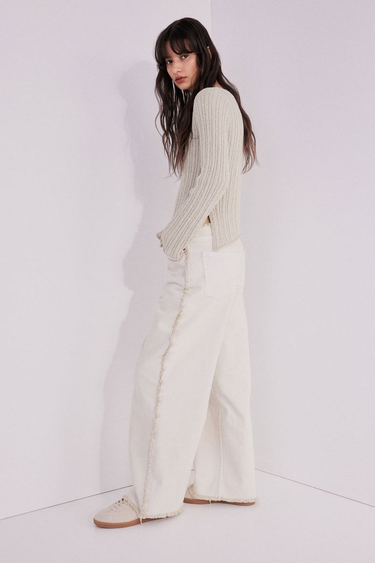 Rib-knit Sweater with Asymmetric Hem