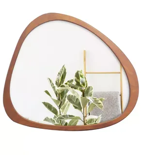 Colt 45 Inch Asymmetrical Wood Mirror,features Clean Silhouette Pine Frame Large Size Wood Mirror for Living Room, Bedroom, Entryway-Maison Boucle