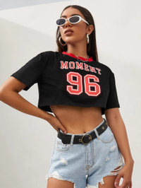 SHEIN, Letter &amp; Number Print Crop Tee ( $7