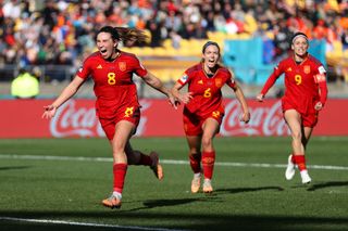 Spain vs Sweden live stream Mariona Caldentey (L) of Spain celebrates after scoring her team's first goal during the FIFA Women's World Cup Australia & New Zealand 2023 Quarter Final match between Spain and Netherlands at Wellington Regional Stadium on August 11, 2023 in Wellington / Te Whanganui-a-Tara, New Zealand. (Photo by Lars Baron/Getty Images)