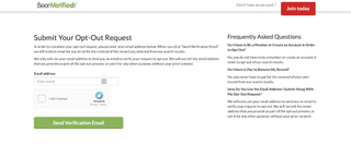 The BeenVerified page asking for a confirmation of submition for an Opt-Out Request.