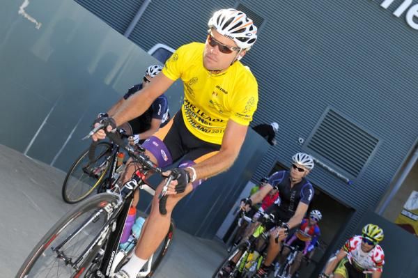Jeremy Yates of Share the Road looking resplendent in yellow.
