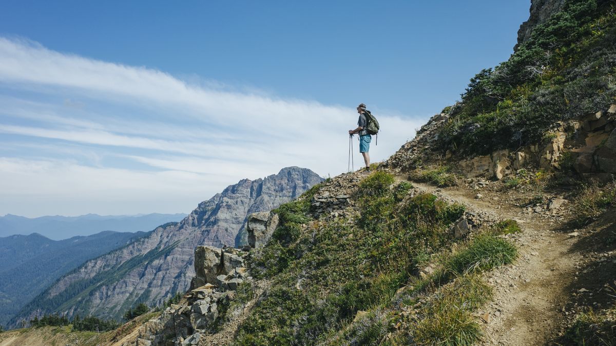 A hiker on the Pacific Crest Trail in Washington