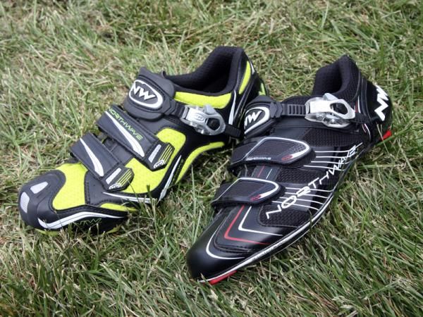 Northwave's 2012 line includes the soccer cleat-inspired Striker (left) and the road-going Evolution with a lower-volume last.