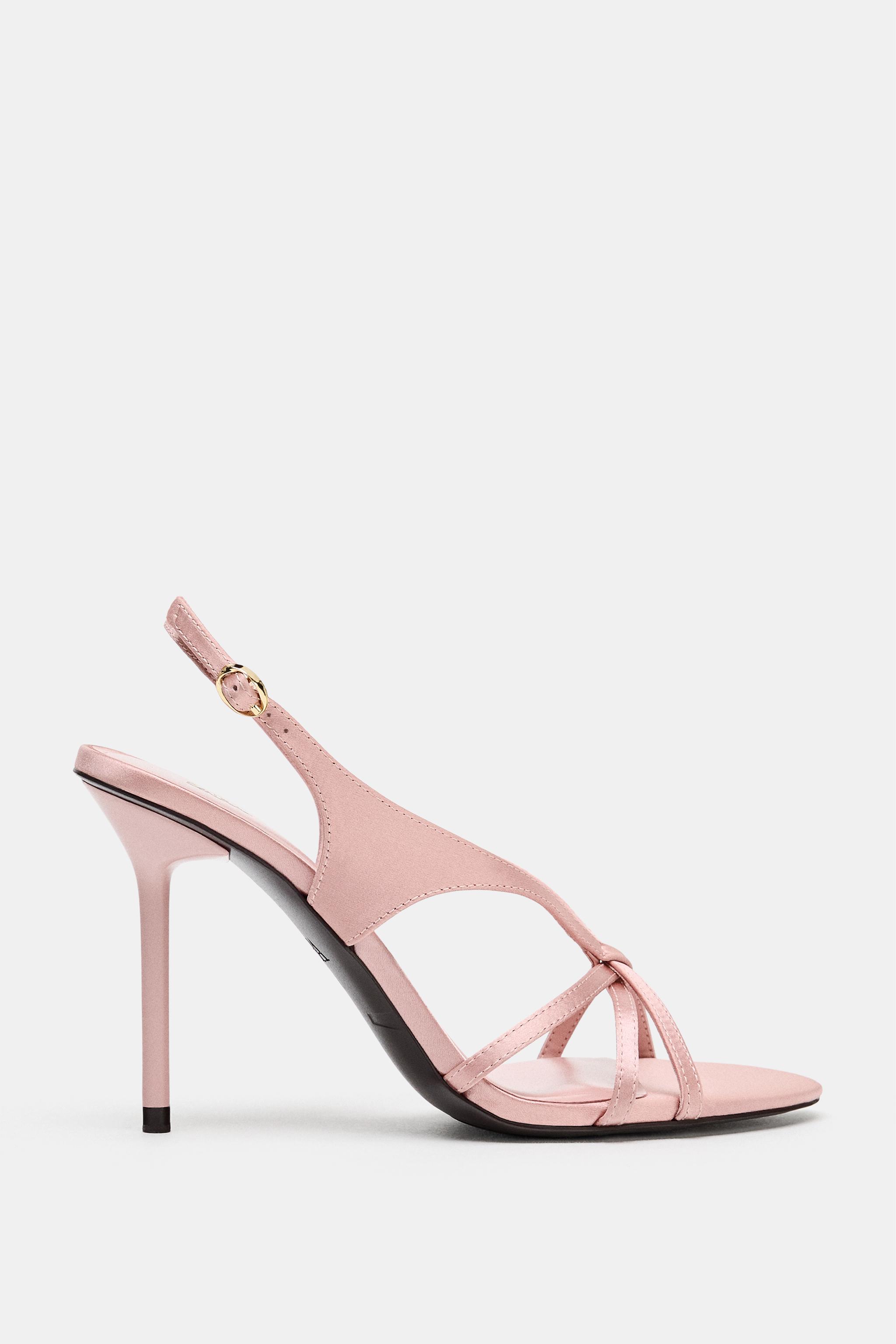 Satin Effect Heeled Sandals