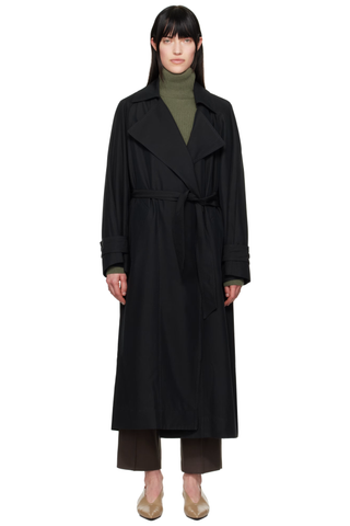 The Frankie Shop Black Astoria Cut-Out Raglan Sleeve Trench Coat