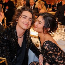 Timothée Chalamet and Kylie Jenner attend the 81st Golden Globe Awards