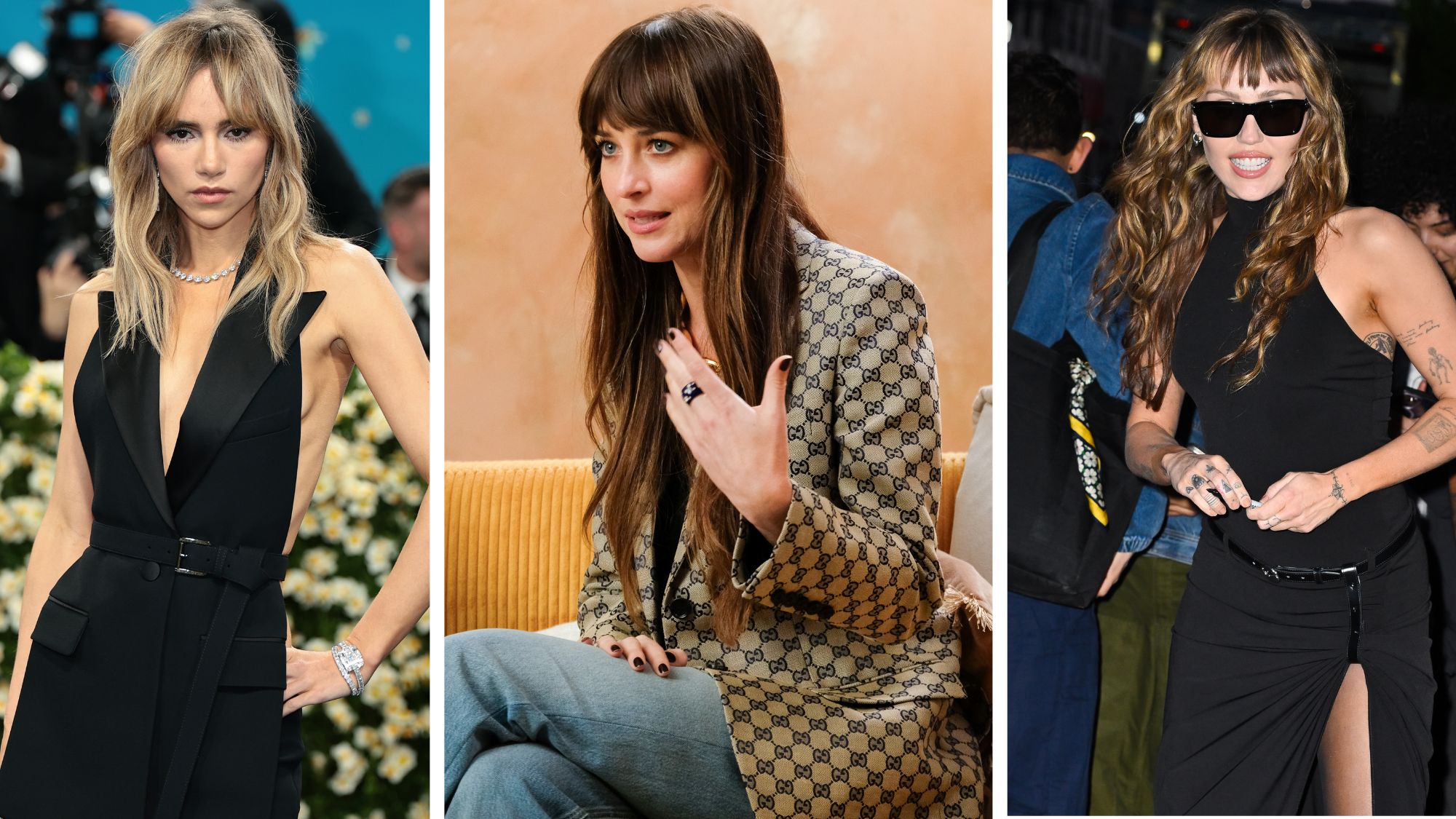 Suki Waterhouse, Dakota Johnson and Miley Cyrus all sporting the cowgirl cut