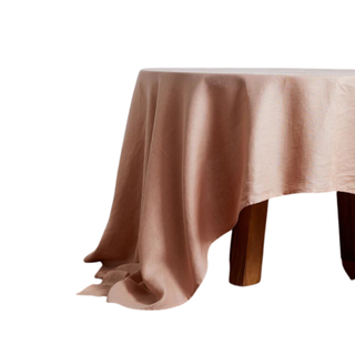Light pink linen tablecloth
