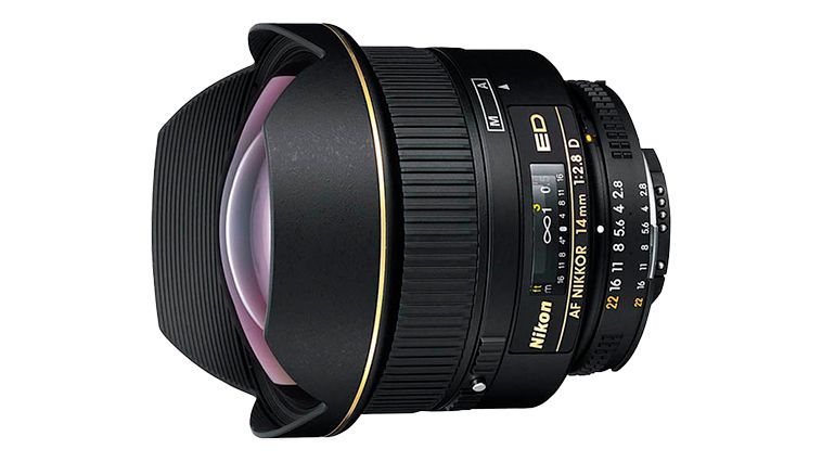 AF Nikkor 14mm f/2.8D ED on a white background