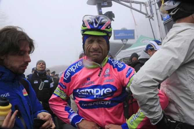 Michele Scarponi (Lampre - Merida) shows his feelings on the Jafferau