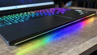 RGB light strip at the front of the Lenovo Legion Pro 7i gaming laptop