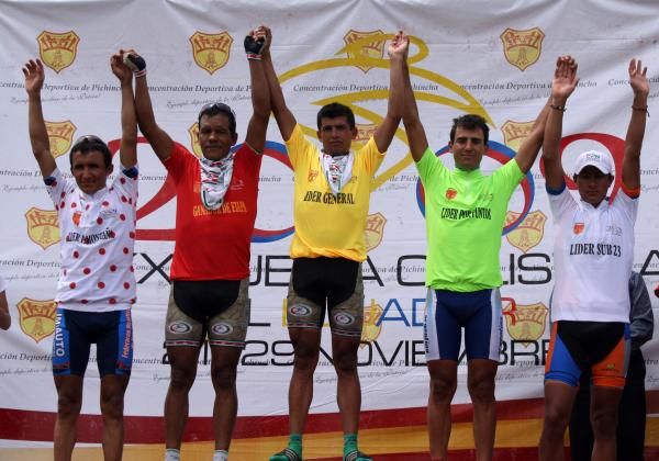 The jersey holders of the Vuelta al Ecuador after stage eight