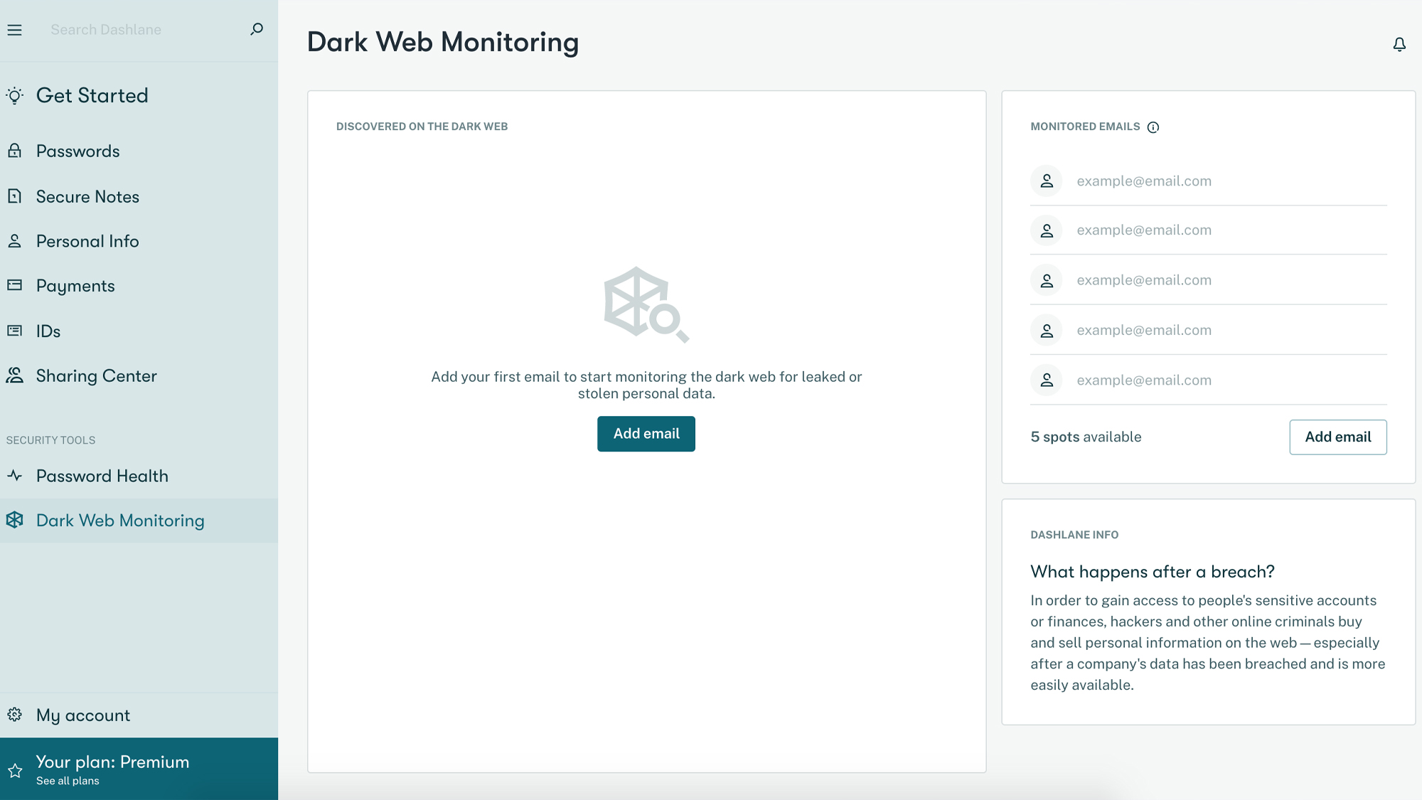 Dashlane password manager dark web