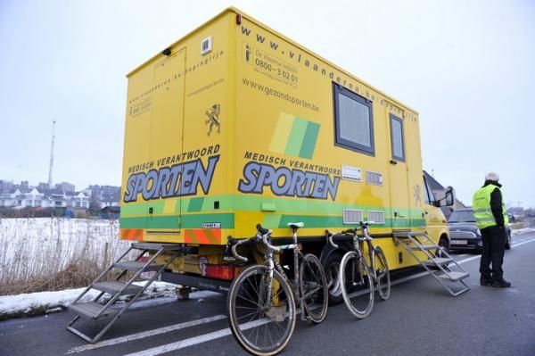Meeusen and Nys' bikes at doping control.
