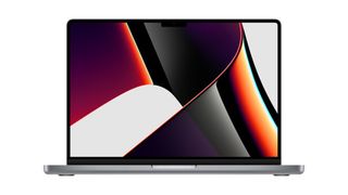 MacBook Pro 14-Zoll (2021) vor weißem Hintergrund