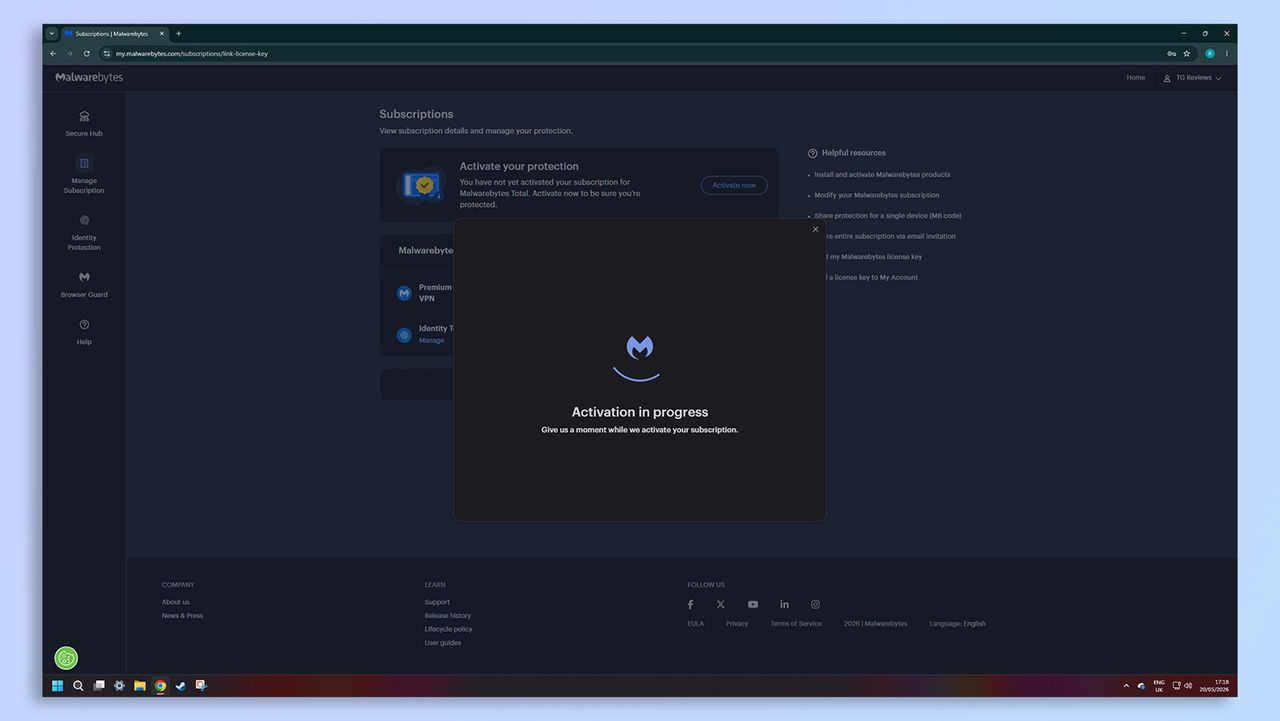 Malwarebytes antivirus software screenshot