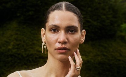woman wearing earrings