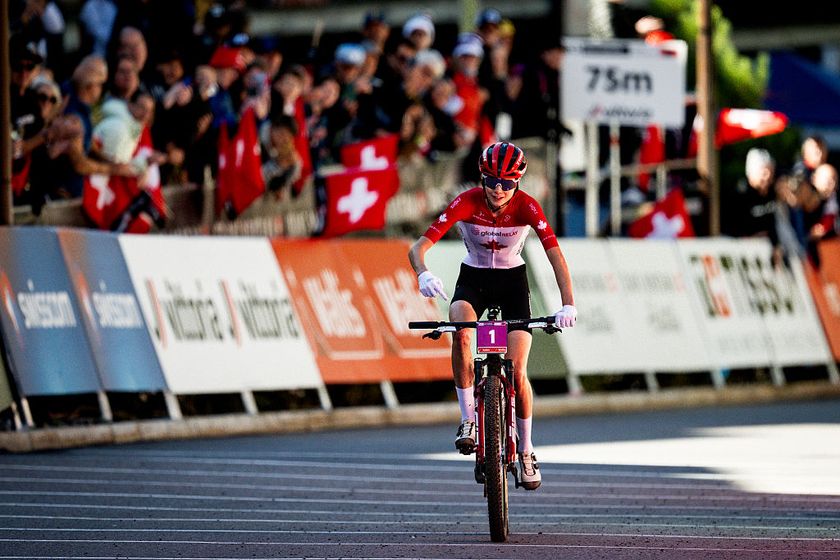 Isabella Holmgren of Canada Wins the Women&#039;s U23 race during the UCI Mountain Bike World Championship Valais 2025 on September 14, 2025 in Crans-Montana, Switzerland.