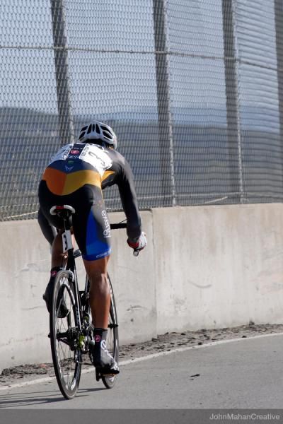 The going was tough as one fo the rider hugs the wall for some cover from the wind.