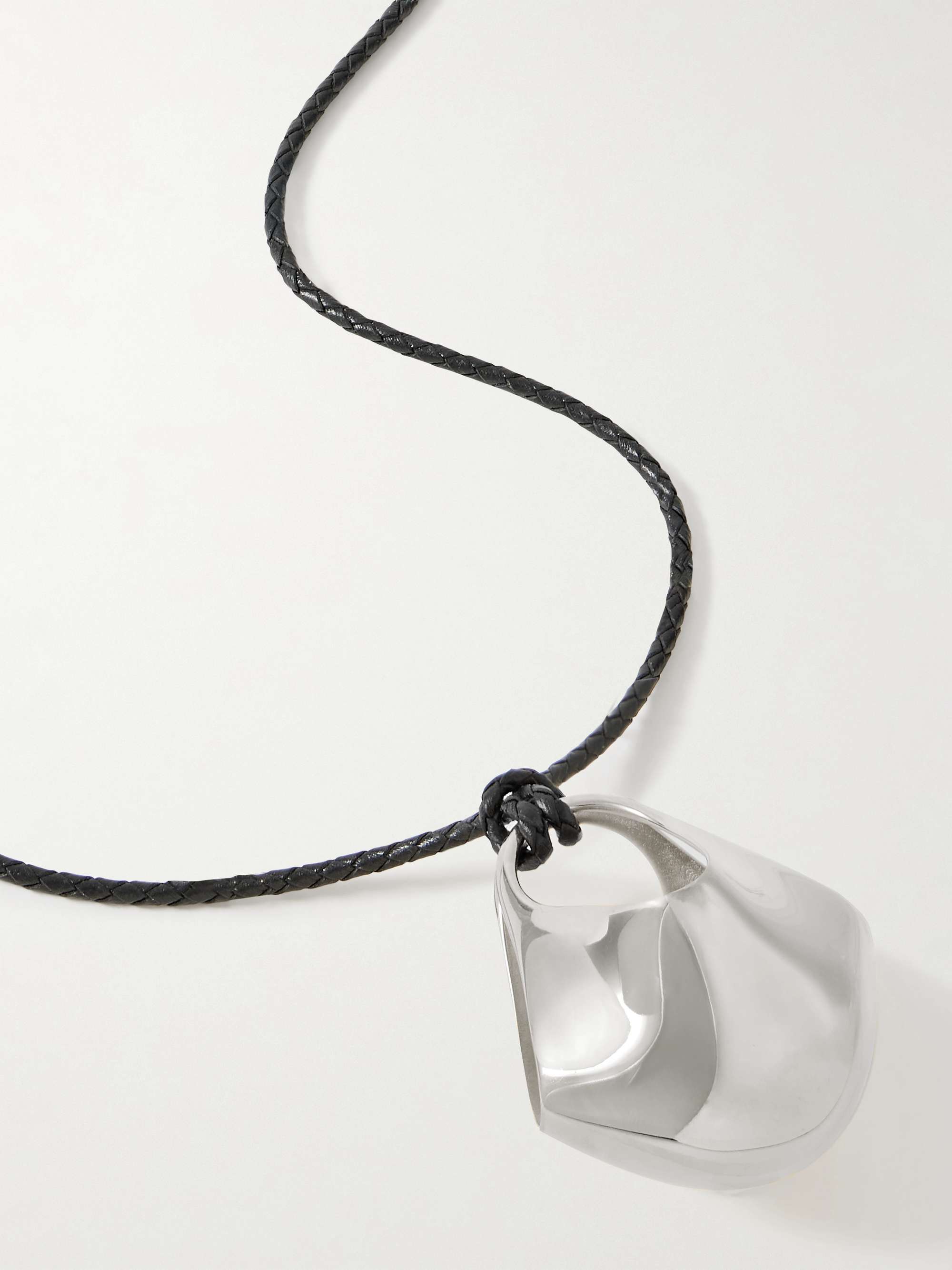Lotus Medium Braided Leather and Silver-Tone Necklace