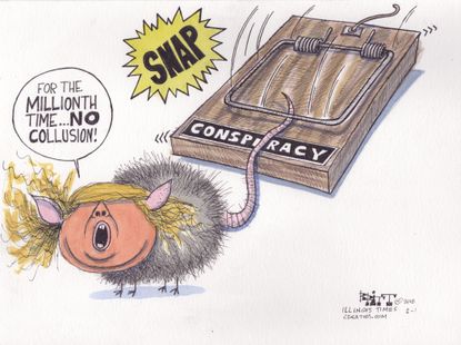 Political cartoon U.S. Trump Russia investigation collusion