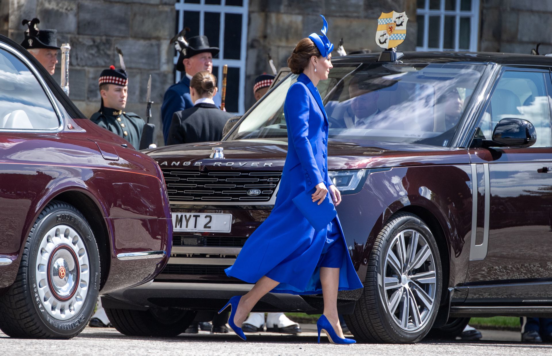 Kate Middleton, Princess of Wales, in a blue coat dress at the Scottish Coronation