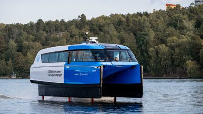 A view of the Candela P-12 ferry in Stockholm, Sweden.