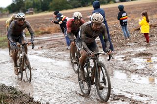 ROUBAIX FRANCE OCTOBER 03 Victor Campenaerts of Belgium and Team Qhubeka Nexthash covered in mud competes during the 118th ParisRoubaix 2021 Mens Eilte a 2577km race from Compigne to Roubaix ParisRoubaix on October 03 2021 in Roubaix France Photo by Bas CzerwinskiGetty Images