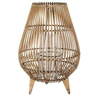 bamboo lantern with glass pillar for candle