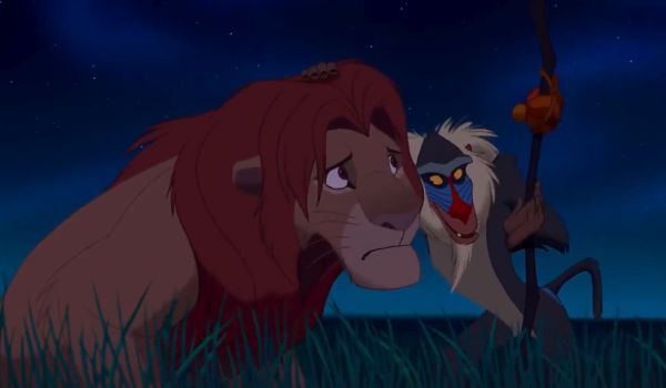 Simba and Rafiki in The Lion King