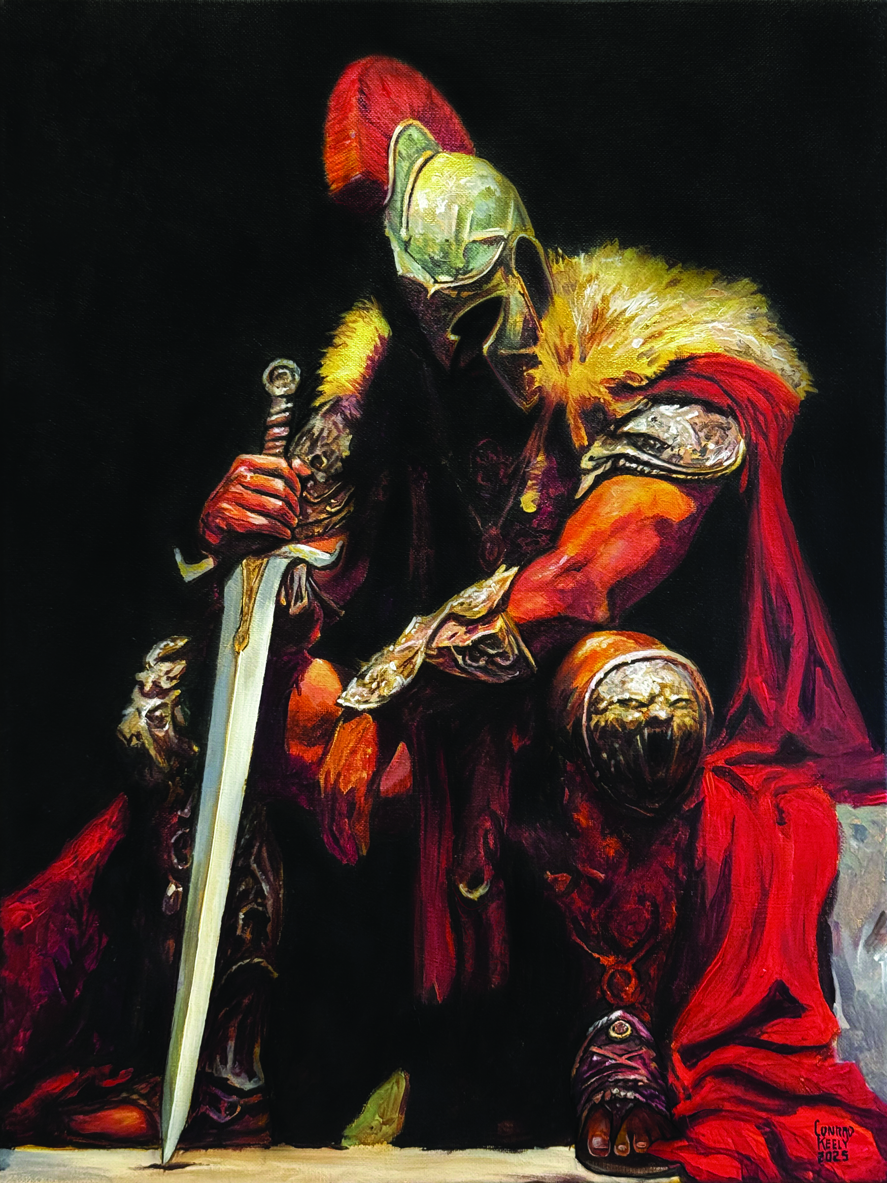 Fantasy art showing a warrior with a sword