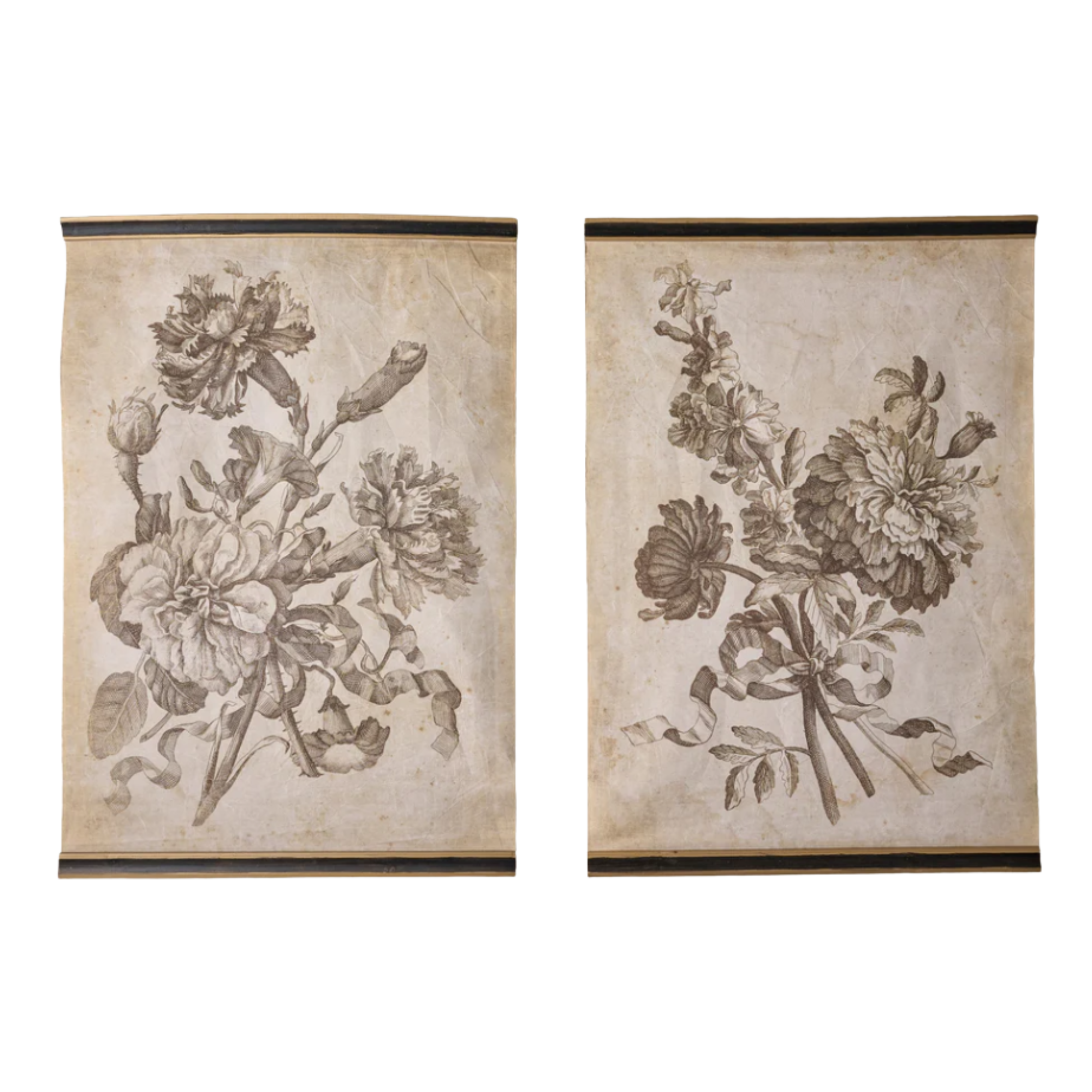set of two floral tapestries