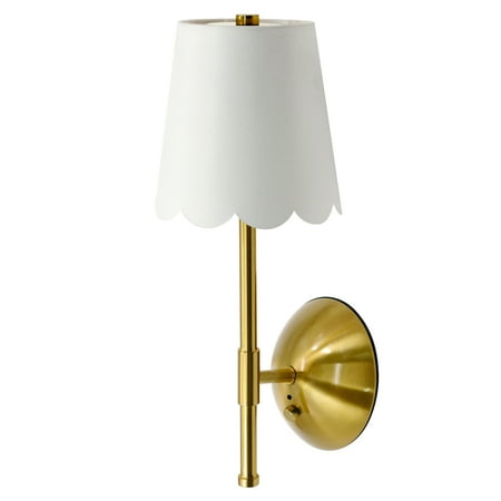 Home Decor Collection Sterling &amp;amp; Noble Home Cordless Brass Rechargeable Wall Sconce With Scalloped Fabric Shade and Remote