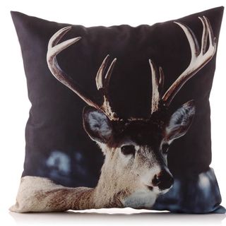 deer printed grey cushion